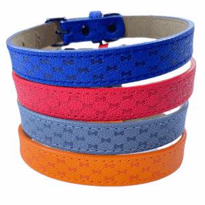 COLLAR PIEL PARA MASCOTA DISEÑO DE  HUESITOS